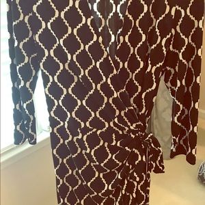 Elegant Black and White Wrap Style Dress